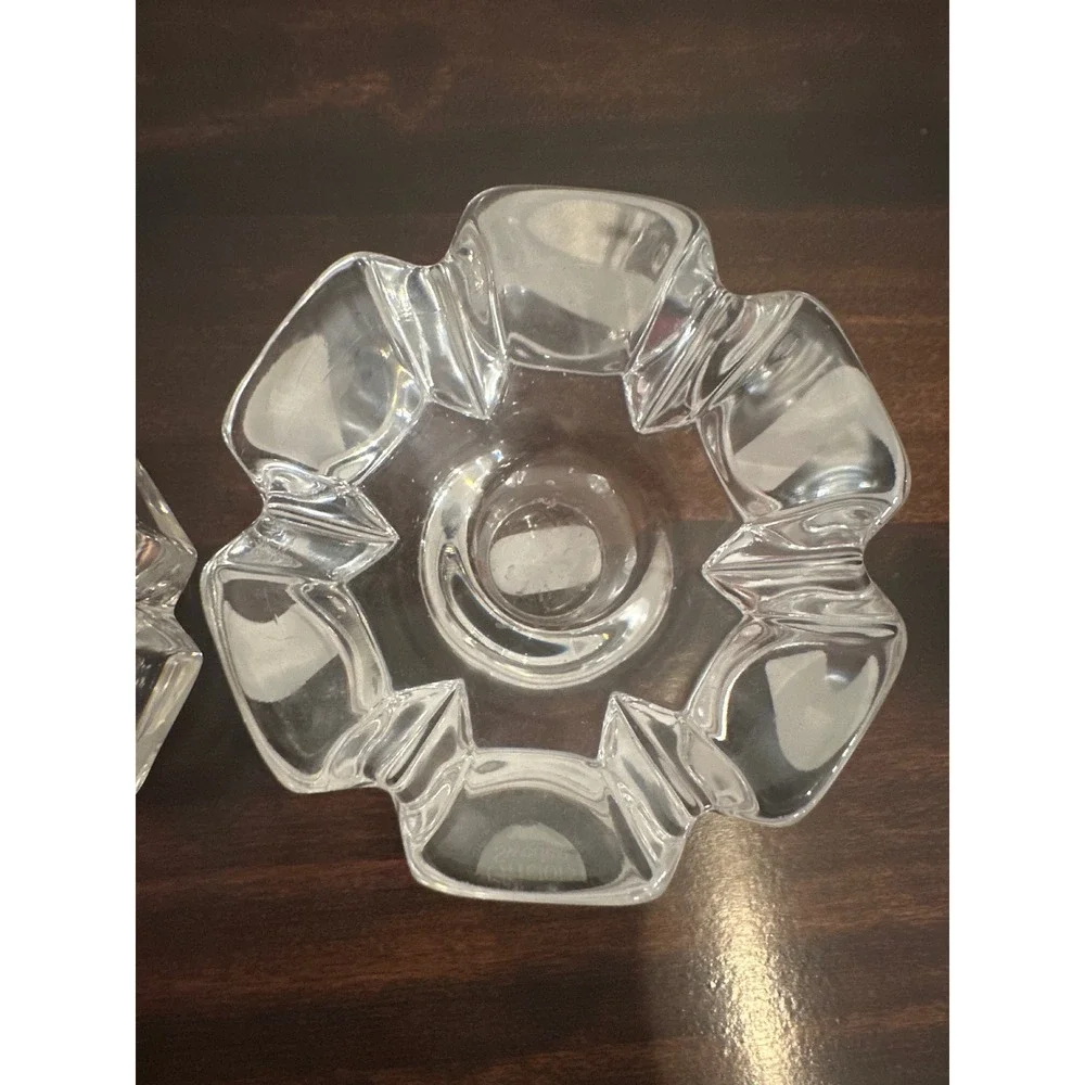 Orrefors Sweden Stella Crystal‎ Votive Taper Candle Holders Set of 2